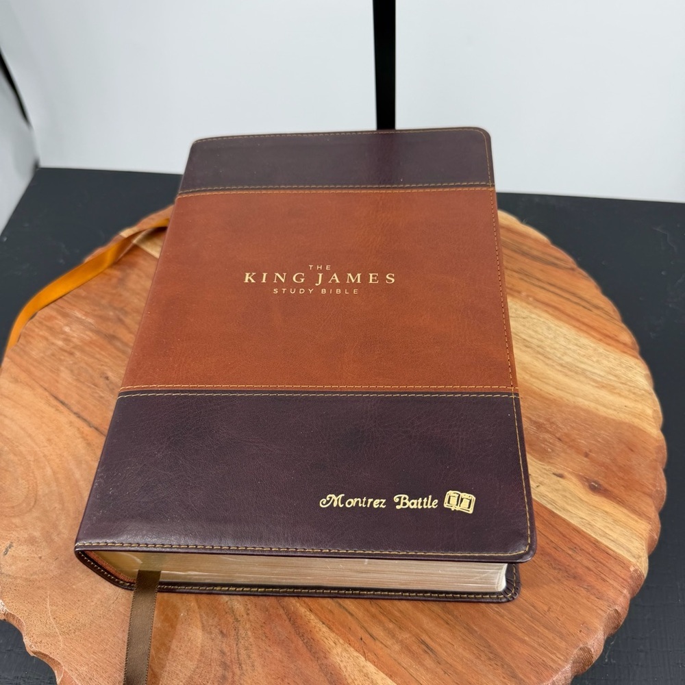 KJV The King James Study Bible, Leathersoft Brown Red Letter Full-Color‎